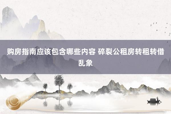 购房指南应该包含哪些内容 碎裂公租房转租转借乱象