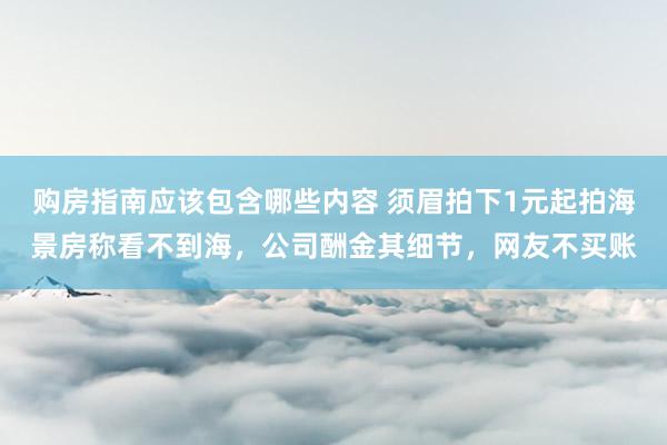 购房指南应该包含哪些内容 须眉拍下1元起拍海景房称看不到海，公司酬金其细节，网友不买账