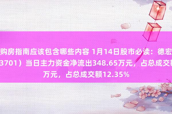 购房指南应该包含哪些内容 1月14日股市必读：德宏股份（603701）当日主力资金净流出348.65万元，占总成交额12.35%