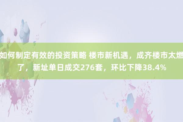 如何制定有效的投资策略 楼市新机遇，成齐楼市太燃了，新址单日成交276套，环比下降38.4%