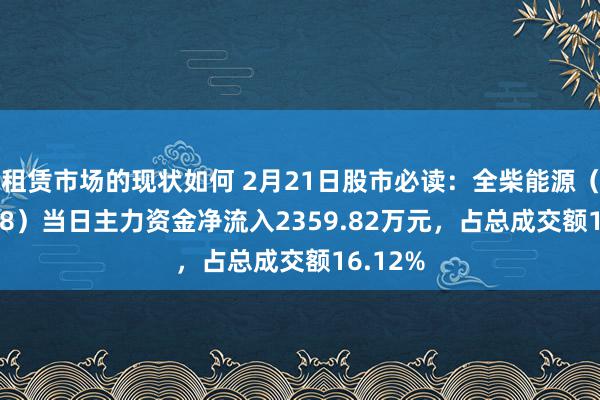 租赁市场的现状如何 2月21日股市必读：全柴能源（600218）当日主力资金净流入2359.82万元，占总成交额16.12%