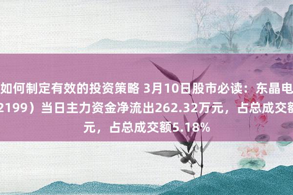 如何制定有效的投资策略 3月10日股市必读：东晶电子（002199）当日主力资金净流出262.32万元，占总成交额5.18%