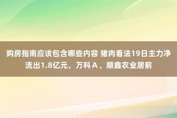 购房指南应该包含哪些内容 猪肉看法19日主力净流出1.8亿元，万科Ａ、顺鑫农业居前